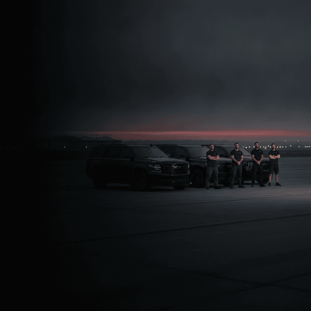 AS3 security driver team and vehicle fleet on a training tarmac